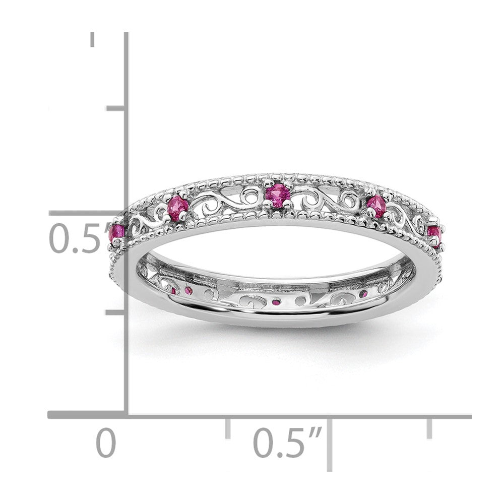 Sterlingsilber Stapelbar Expressions Erzeugt Rubin Ring