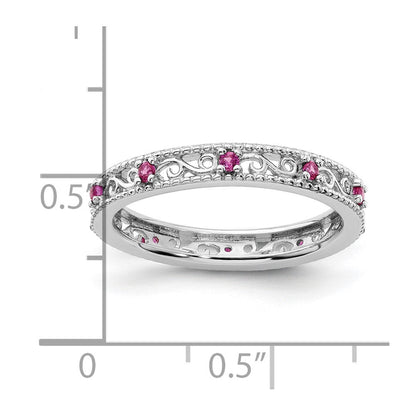 Sterlingsilber Stapelbar Expressions Erzeugt Rubin Ring