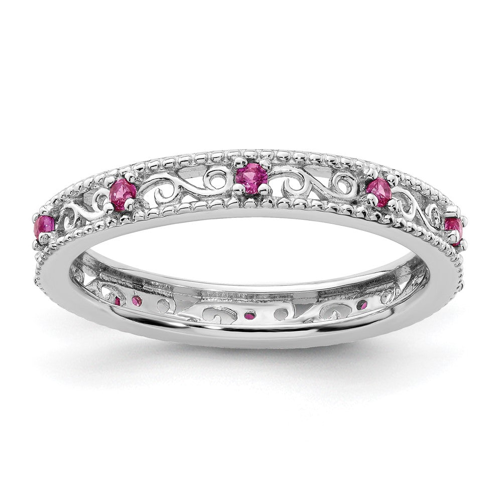 Sterlingsilber Stapelbar Expressions Erzeugt Rubin Ring
