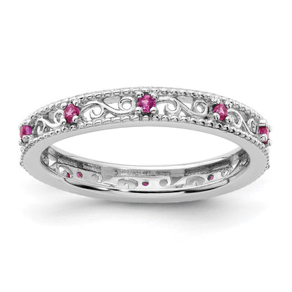 Sterlingsilber Stapelbar Expressions Erzeugt Rubin Ring