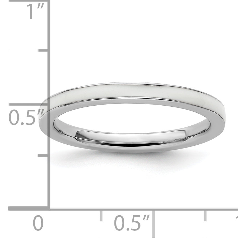 Sterlingsilber Stapelbar Expressions Weiß Emailliert 2.25mm Ring