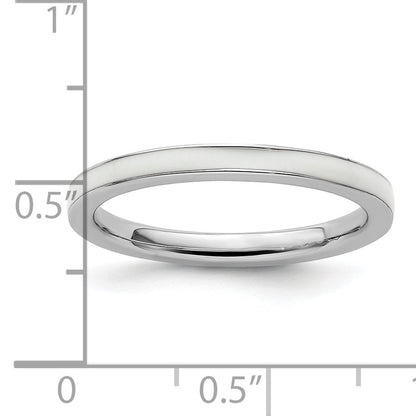 Sterlingsilber Stapelbar Expressions Weiß Emailliert 2.25mm Ring