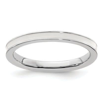 Sterlingsilber Stapelbar Expressions Weiß Emailliert 2.25mm Ring