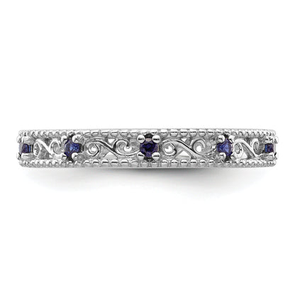 Sterlingsilber Stapelbar Expressions Erzeugt Saphir Ring