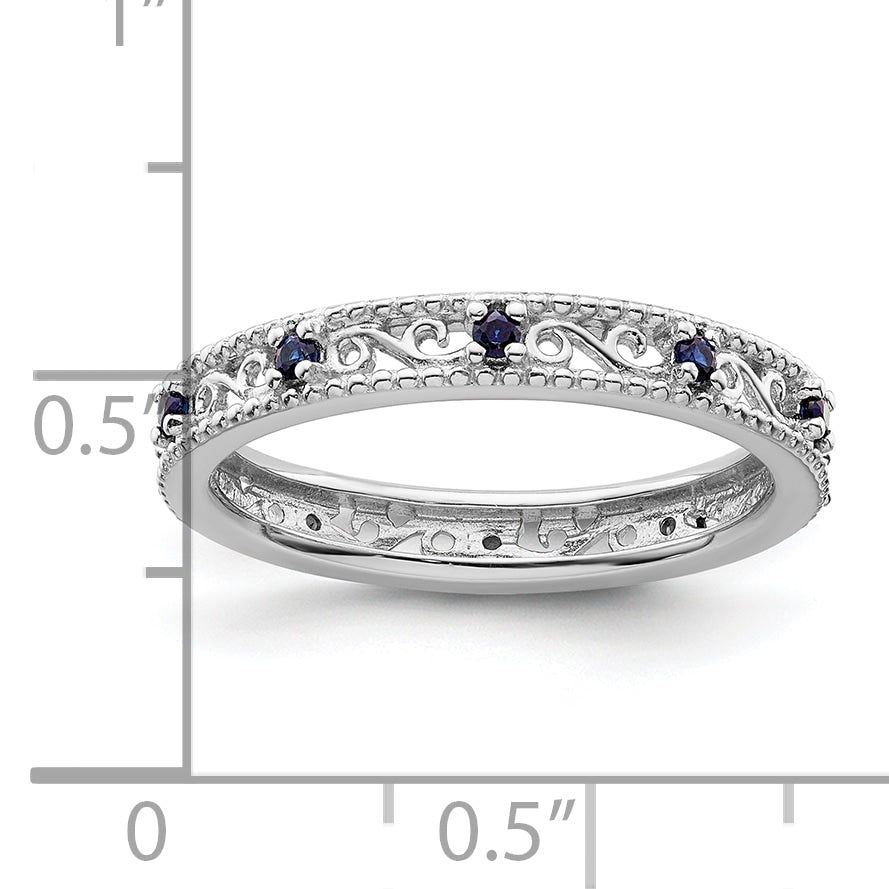 Sterlingsilber Stapelbar Expressions Erzeugt Saphir Ring