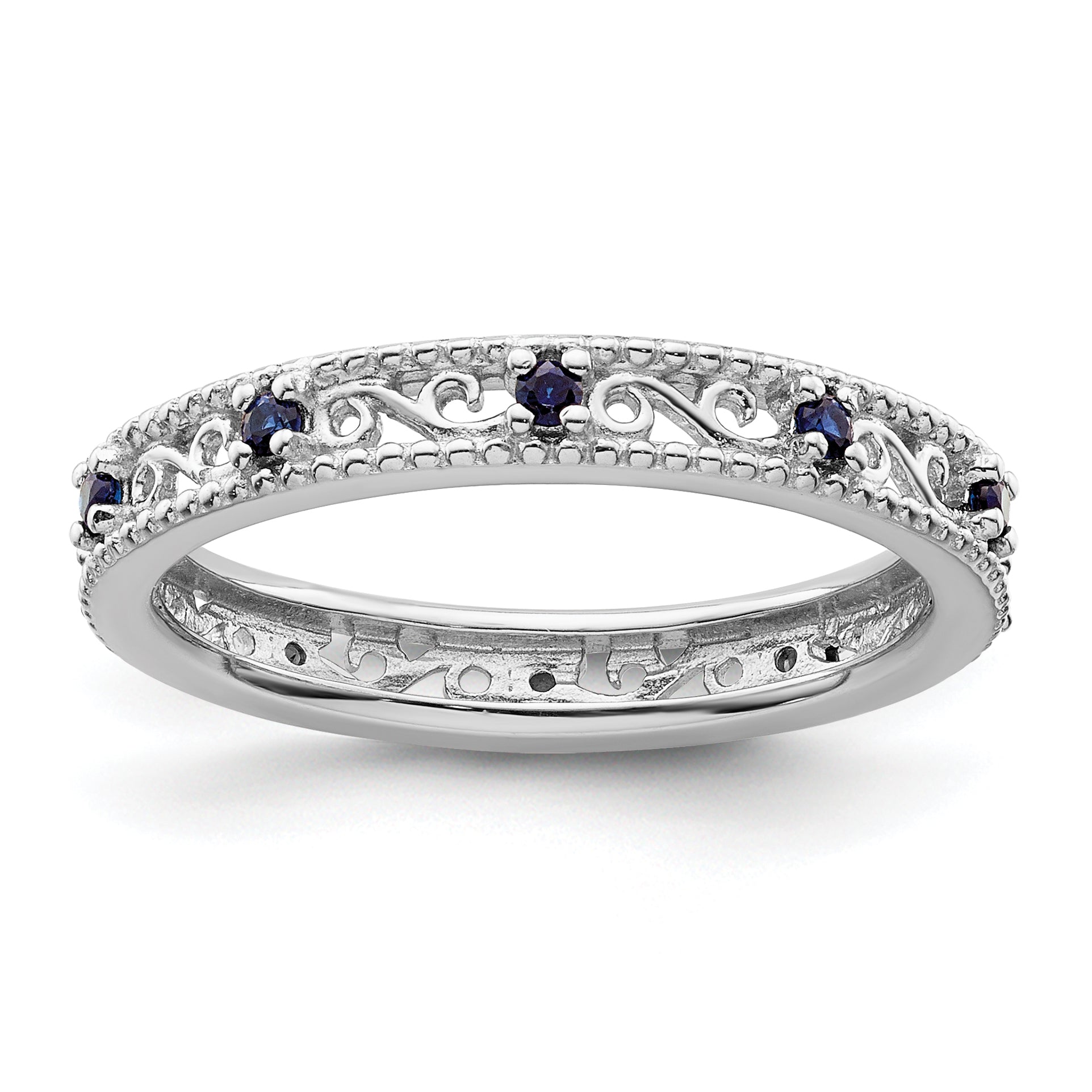Sterlingsilber Stapelbar Expressions Erzeugt Saphir Ring