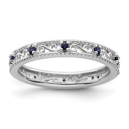 Sterlingsilber Stapelbar Expressions Erzeugt Saphir Ring