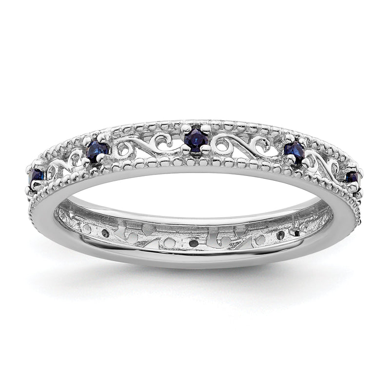 Sterlingsilber Stapelbar Expressions Erzeugt Saphir Ring