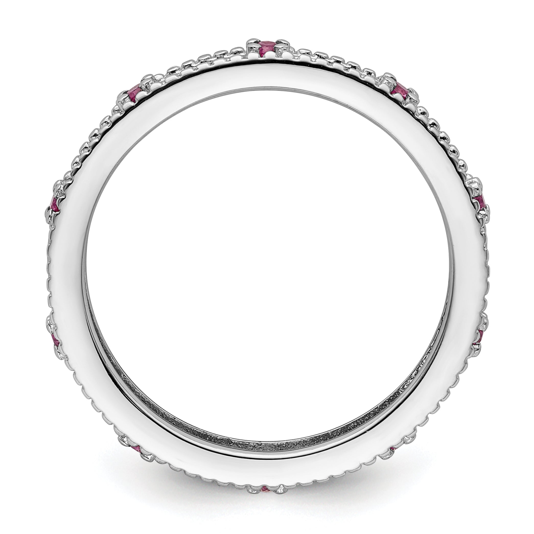 Sterlingsilber Stapelbar Expressions Erzeugt Rosa Saphir Ring