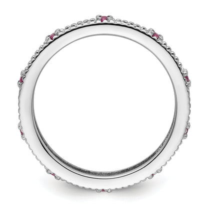 Sterlingsilber Stapelbar Expressions Erzeugt Rosa Saphir Ring