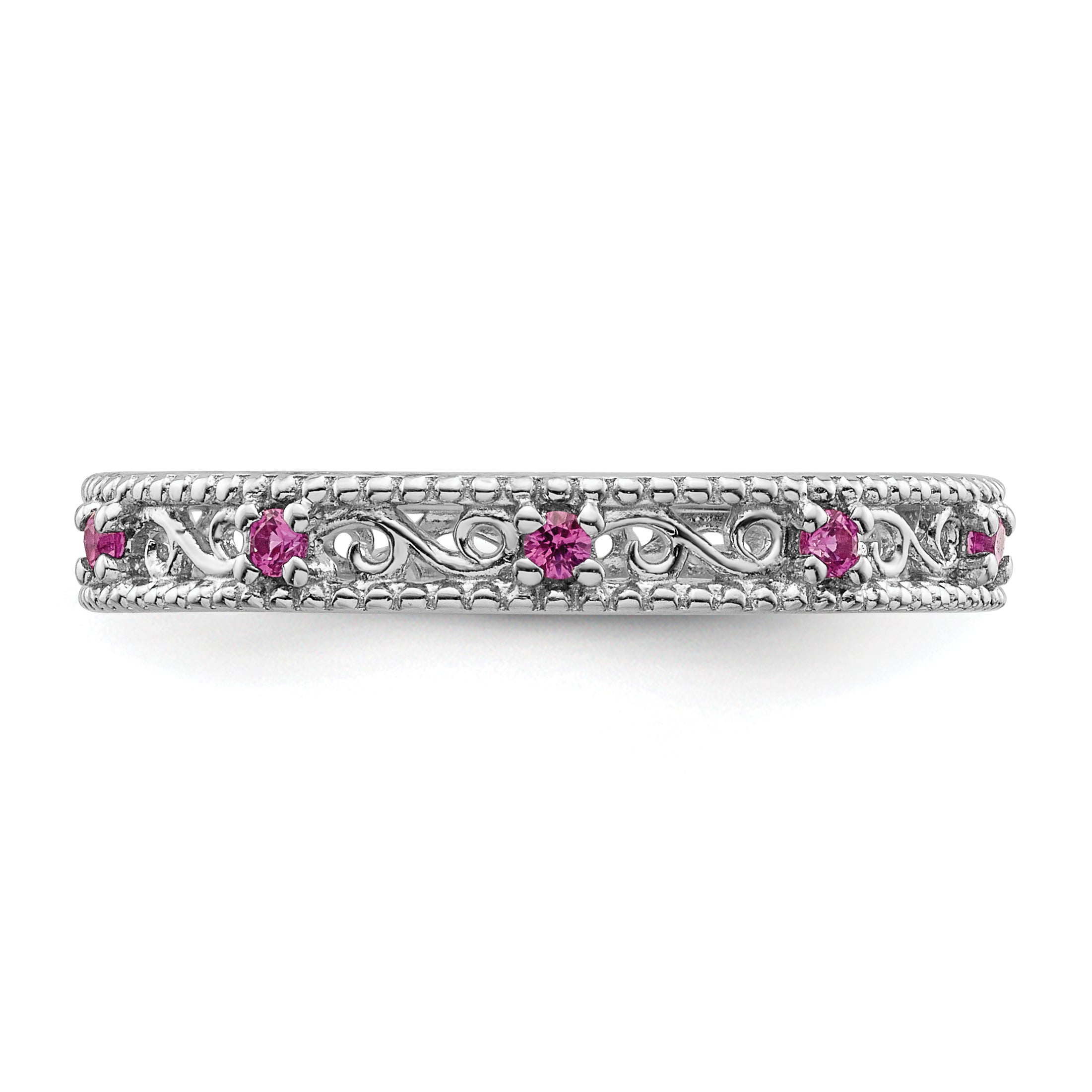 Sterlingsilber Stapelbar Expressions Erzeugt Rosa Saphir Ring