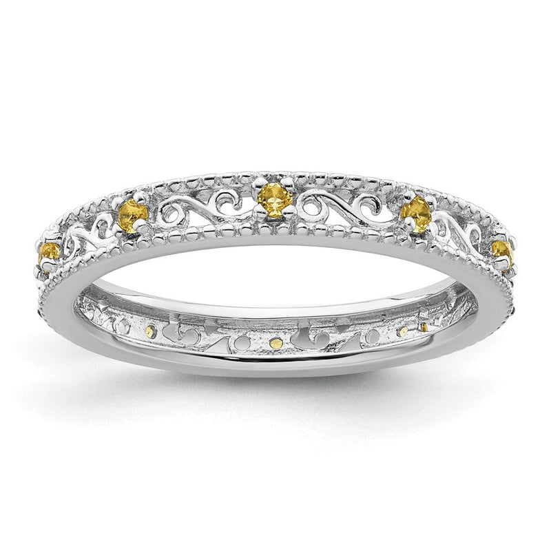 Sterlingsilber Stapelbar Expressions Citrin Ring