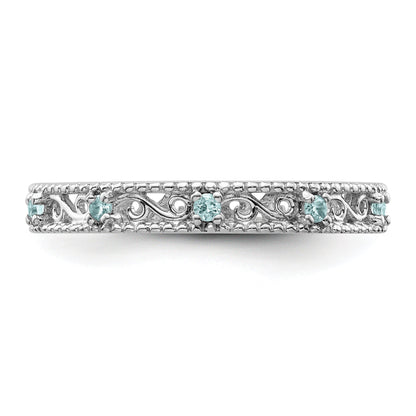 Sterlingsilber Stapelbar Expressions Blautopas Ring