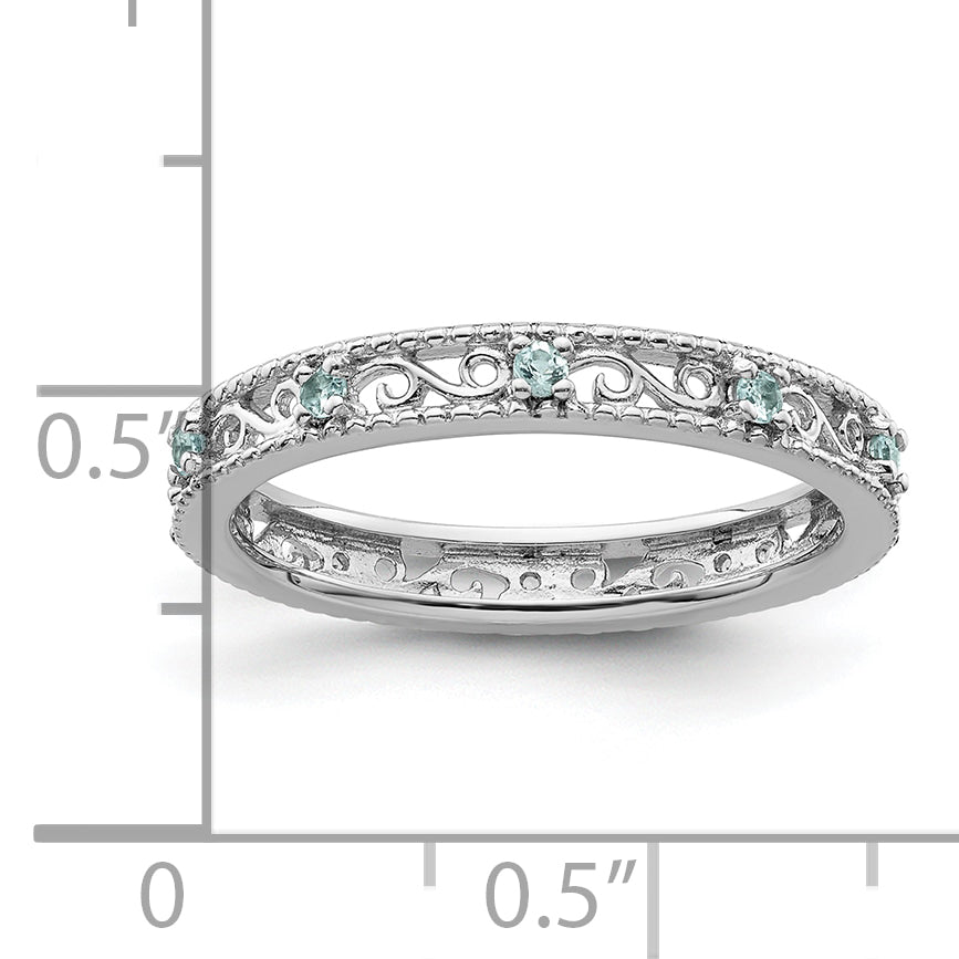 Sterlingsilber Stapelbar Expressions Blautopas Ring