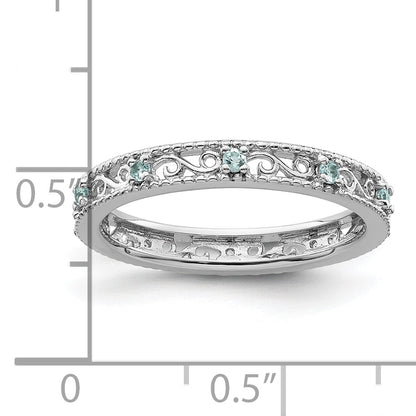 Sterlingsilber Stapelbar Expressions Blautopas Ring