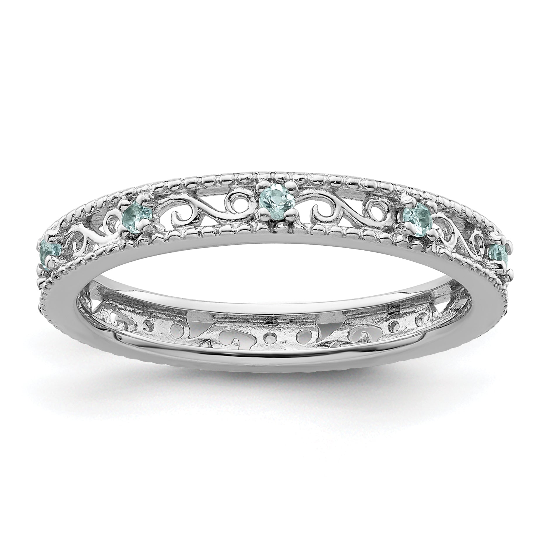 Sterlingsilber Stapelbar Expressions Blautopas Ring