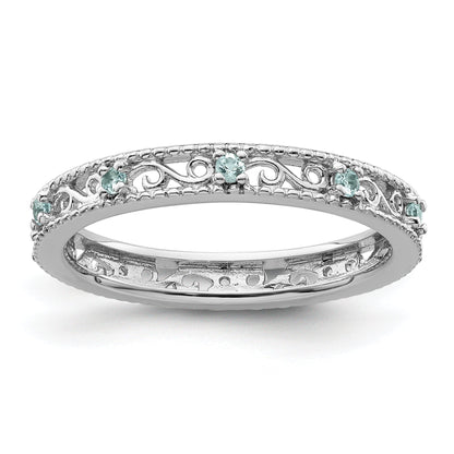 Sterlingsilber Stapelbar Expressions Blautopas Ring