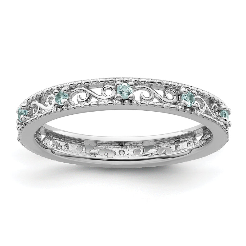 Sterlingsilber Stapelbar Expressions Blautopas Ring