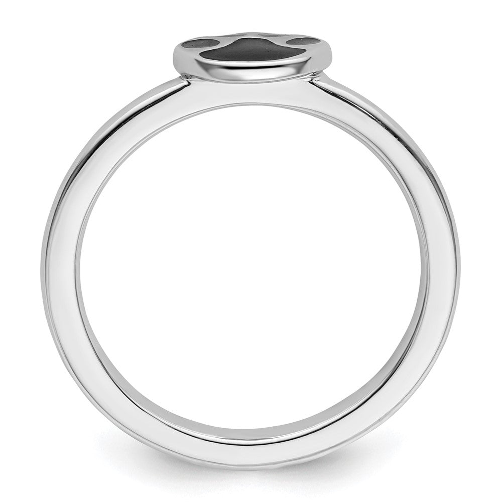 Sterlingsilber Stapelbar Expressions Schwarz Emaille Pawprint Ring