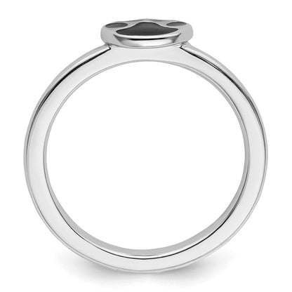 Sterlingsilber Stapelbar Expressions Schwarz Emaille Pawprint Ring