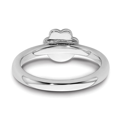 Sterlingsilber Stapelbar Expressions Schwarz Emaille Pawprint Ring