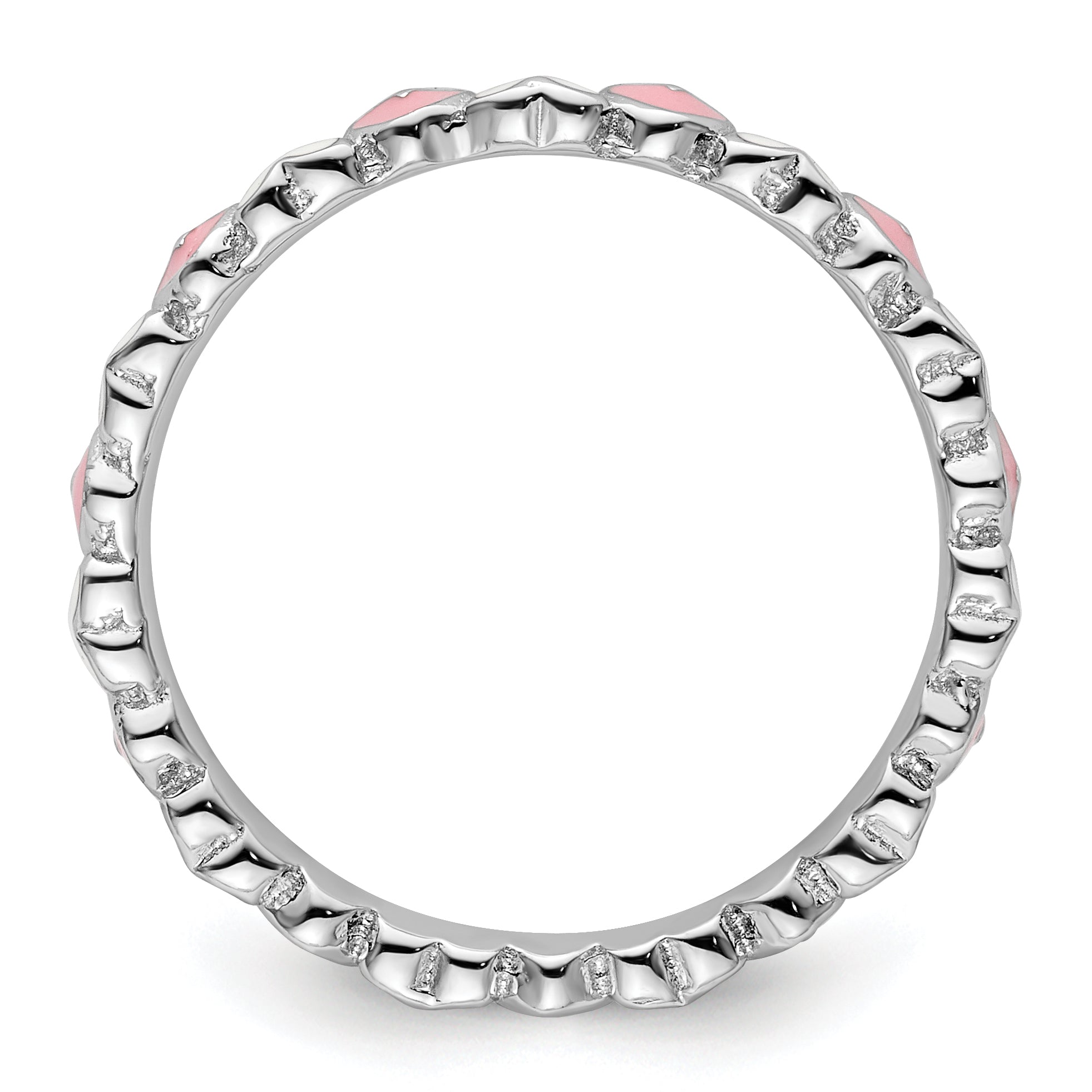 Sterlingsilber Stapelbar Expressions Rosa & Weiß Emaille Herz Ring