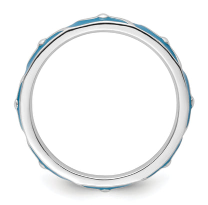 Sterlingsilber Stapelbar Expressions Blau Emaille Ring