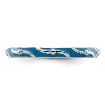 Sterlingsilber Stapelbar Expressions Blau Emaille Ring
