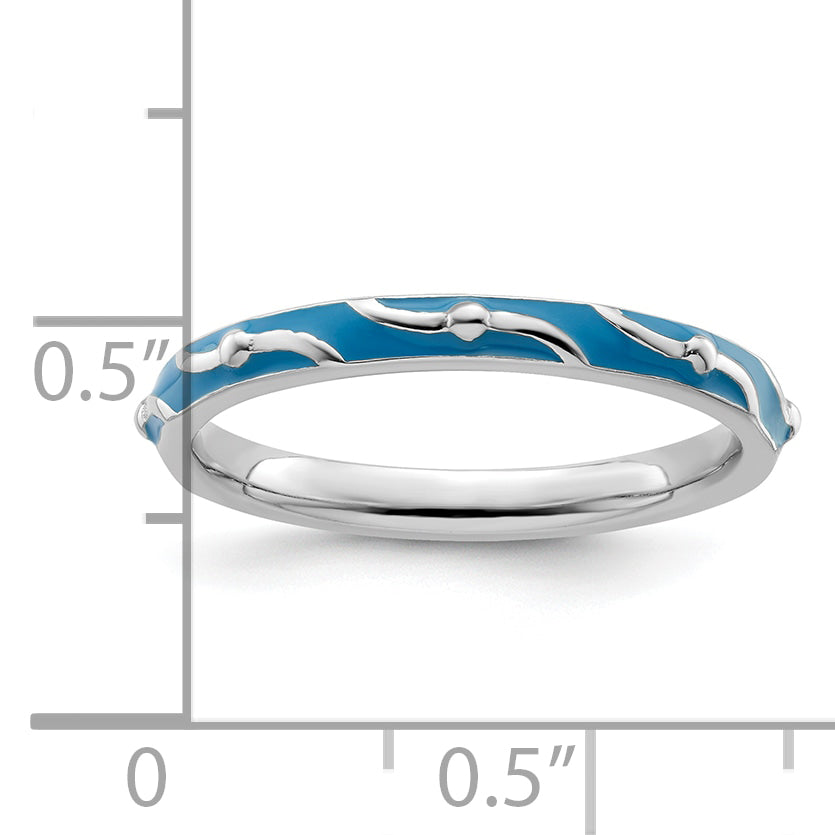 Sterlingsilber Stapelbar Expressions Blau Emaille Ring