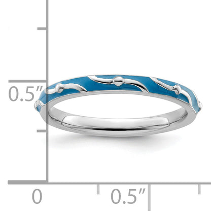 Sterlingsilber Stapelbar Expressions Blau Emaille Ring