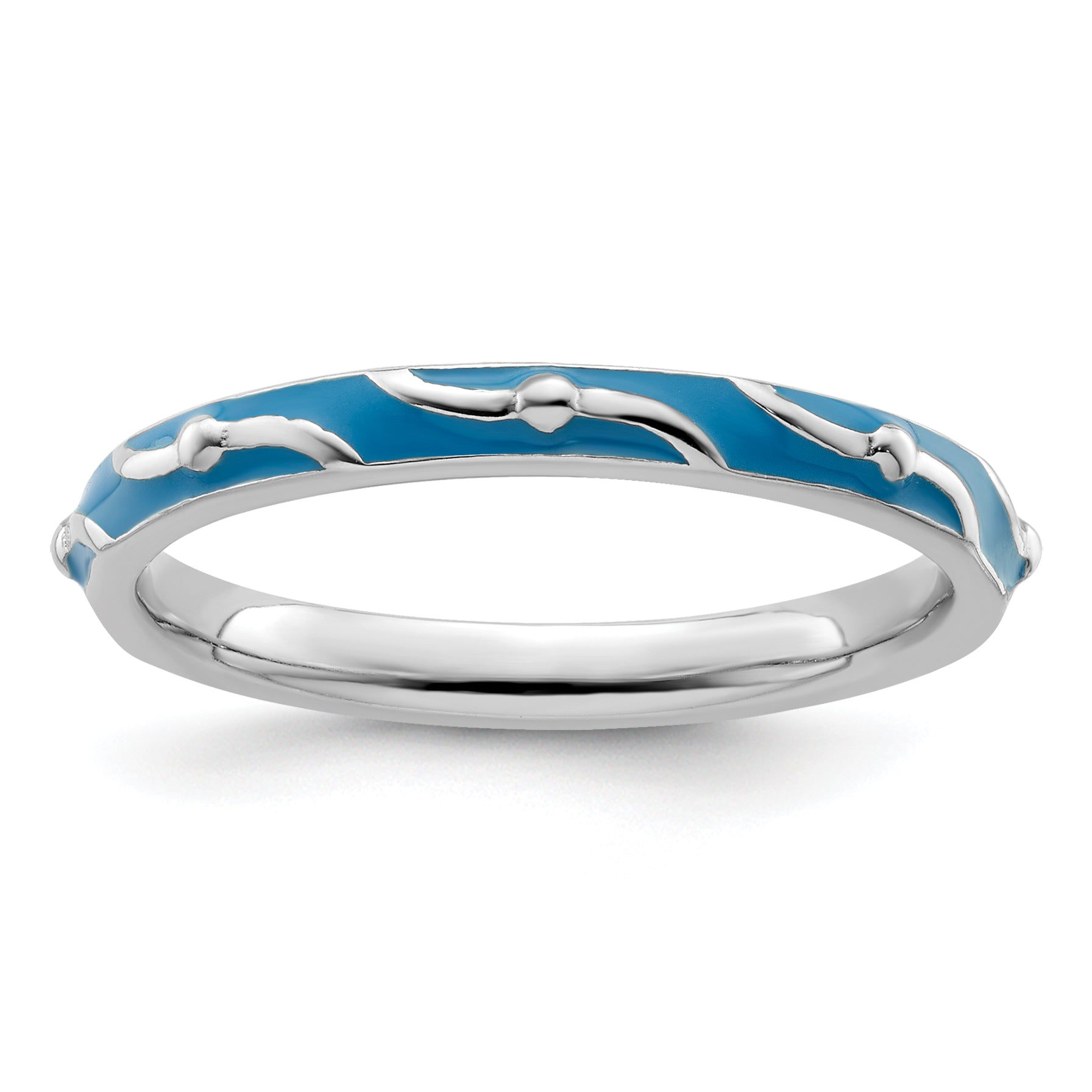Sterlingsilber Stapelbar Expressions Blau Emaille Ring