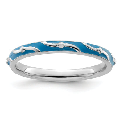 Sterlingsilber Stapelbar Expressions Blau Emaille Ring