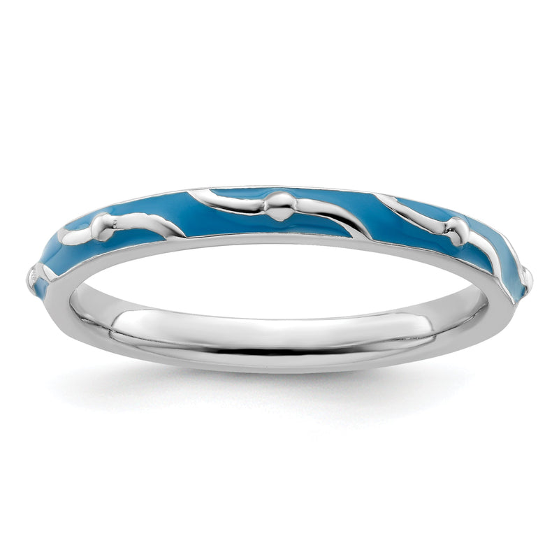 Sterlingsilber Stapelbar Expressions Blau Emaille Ring