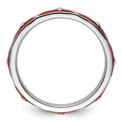 Sterlingsilber Stapelbar Expressions Rot Emaille Ring