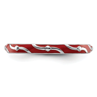 Sterlingsilber Stapelbar Expressions Rot Emaille Ring