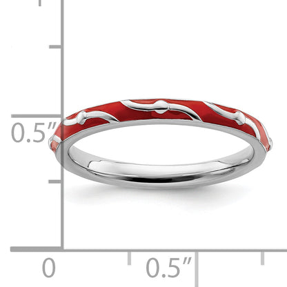 Sterlingsilber Stapelbar Expressions Rot Emaille Ring