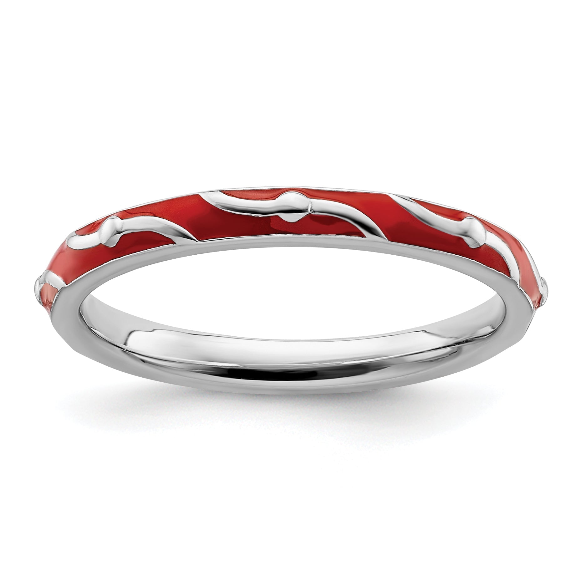 Sterlingsilber Stapelbar Expressions Rot Emaille Ring