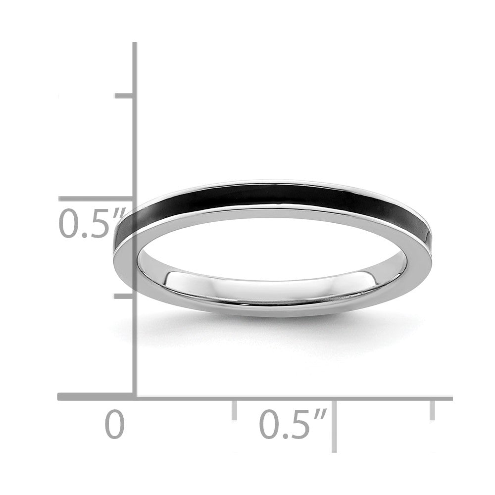 Sterlingsilber Stapelbar Expressions Schwarz Emailliert 2.25mm Ring