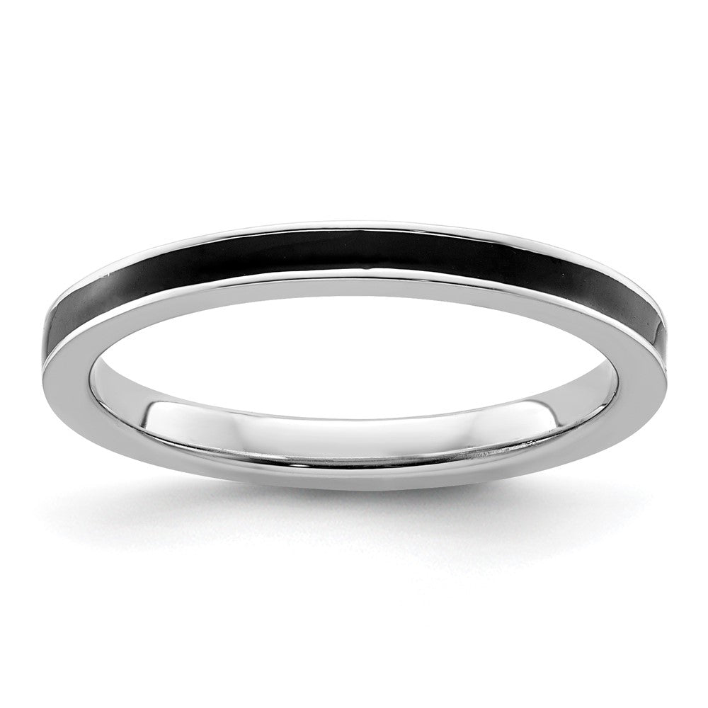 Sterlingsilber Stapelbar Expressions Schwarz Emailliert 2.25mm Ring