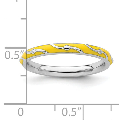Sterlingsilber Stapelbar Expressions Gelb Emaille Ring