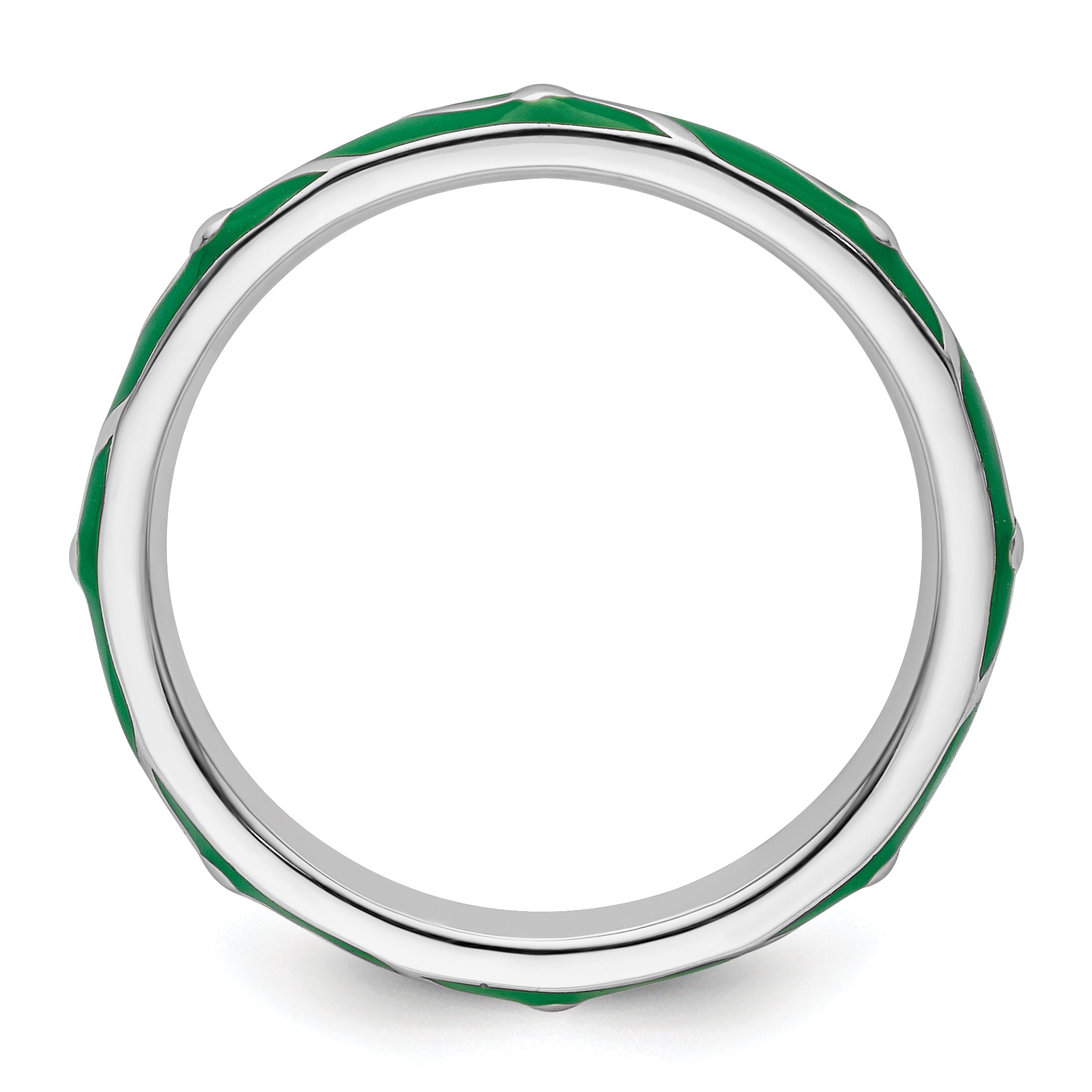 Sterlingsilber Stapelbar Expressions Grün Emaille Ring