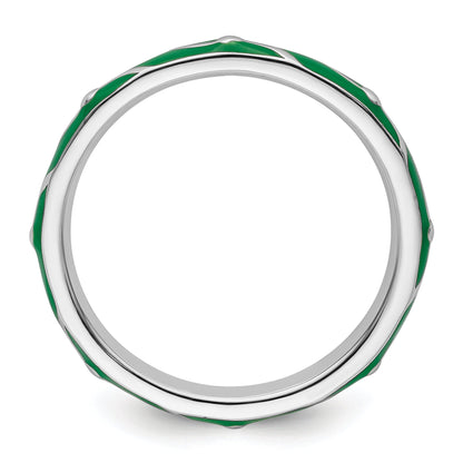 Sterlingsilber Stapelbar Expressions Grün Emaille Ring