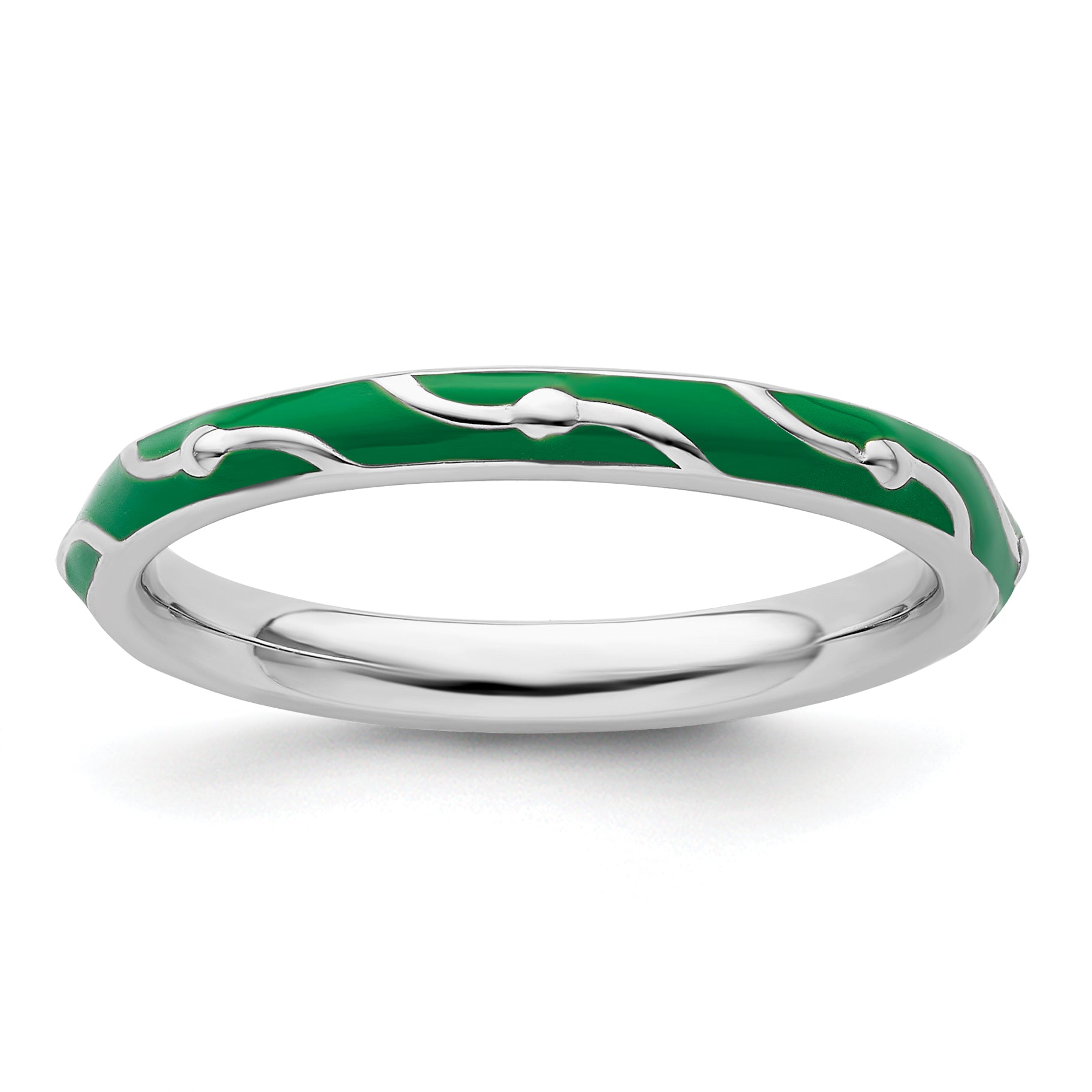 Sterlingsilber Stapelbar Expressions Grün Emaille Ring