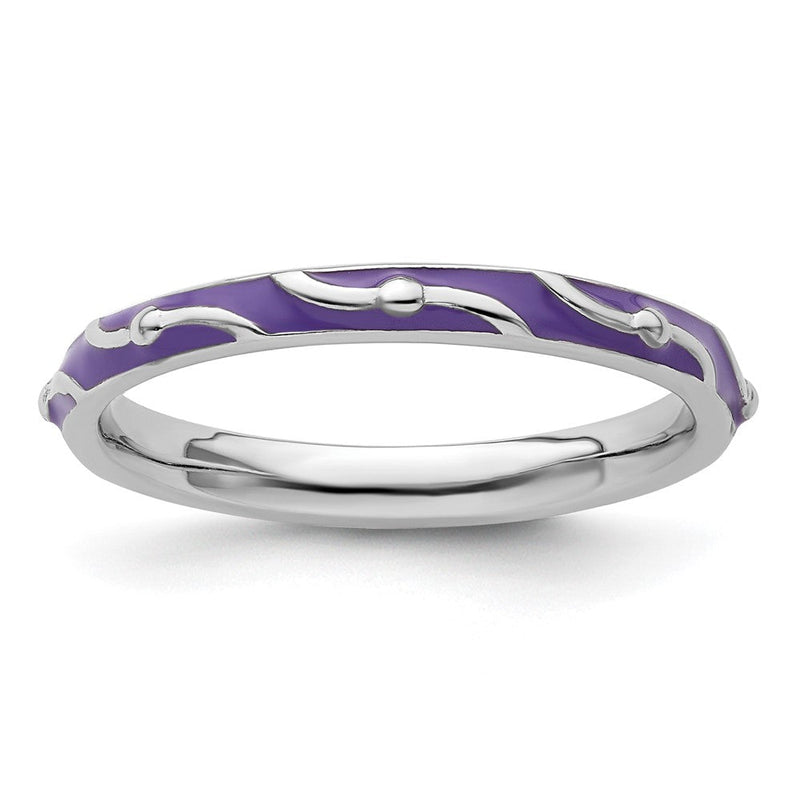 Sterlingsilber Stapelbar Expressions Lila Emaille Ring
