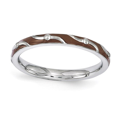 Sterlingsilber Stapelbar Expressions Braun Emaille Ring