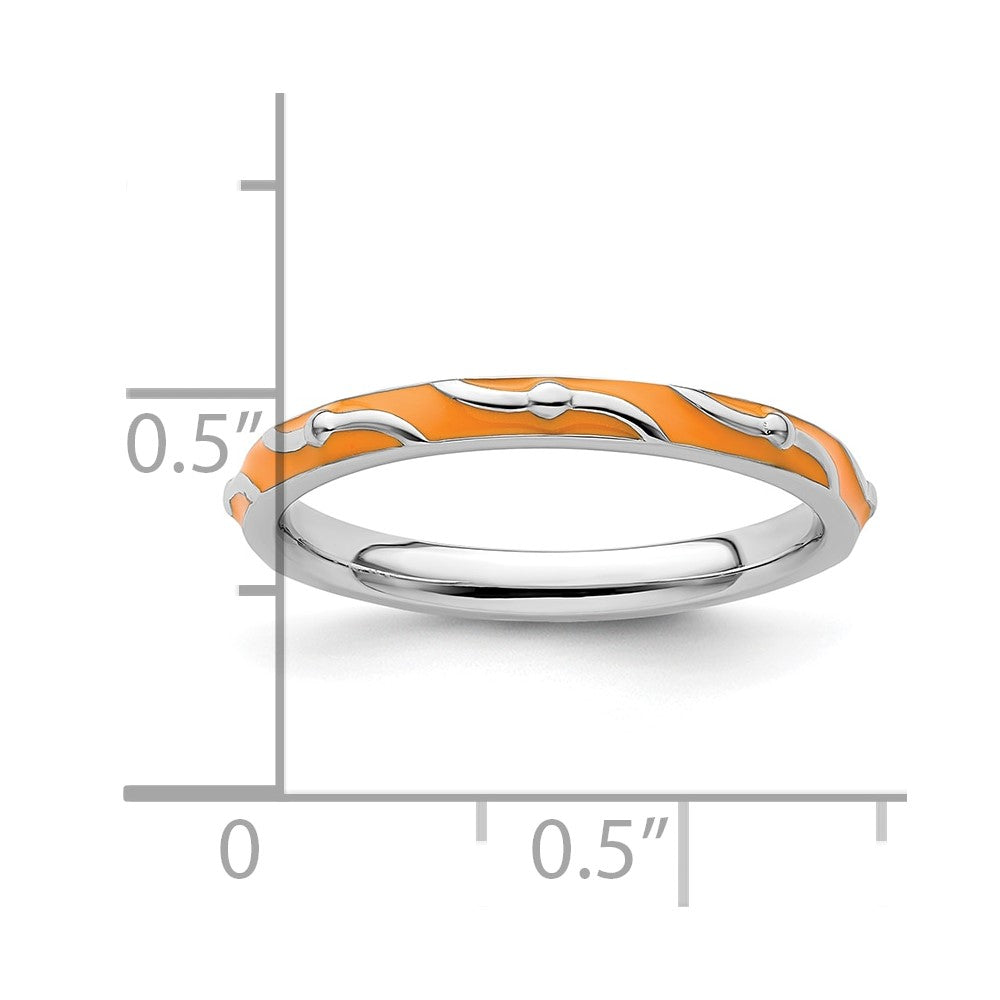Sterlingsilber Stapelbar Expressions Orange Emaille Ring
