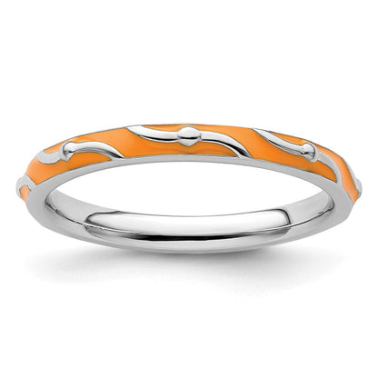 Sterlingsilber Stapelbar Expressions Orange Emaille Ring
