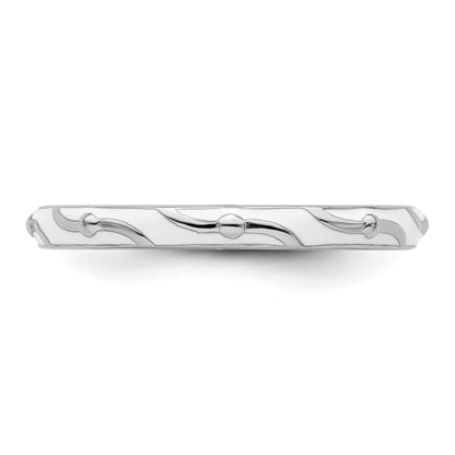 Sterlingsilber Stapelbar Expressions Weiß Emaille Ring