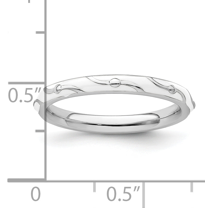 Sterlingsilber Stapelbar Expressions Weiß Emaille Ring