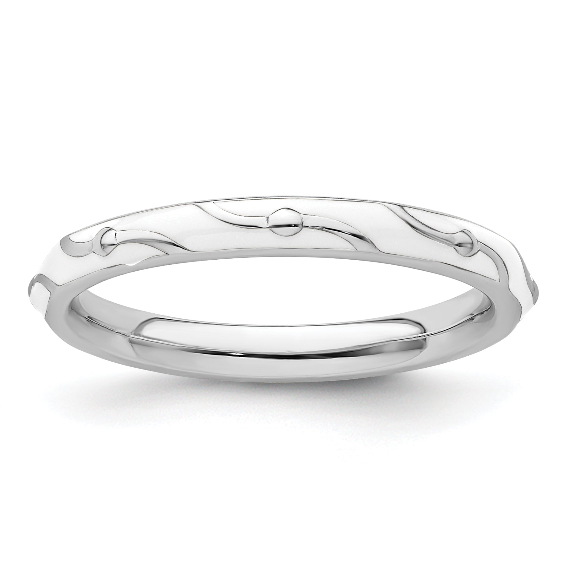 Sterlingsilber Stapelbar Expressions Weiß Emaille Ring